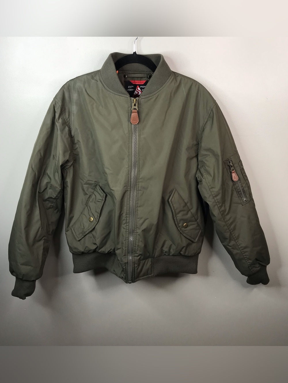 Spire Men's Olive Green Bomber Jacket with Zip Front Sz Small